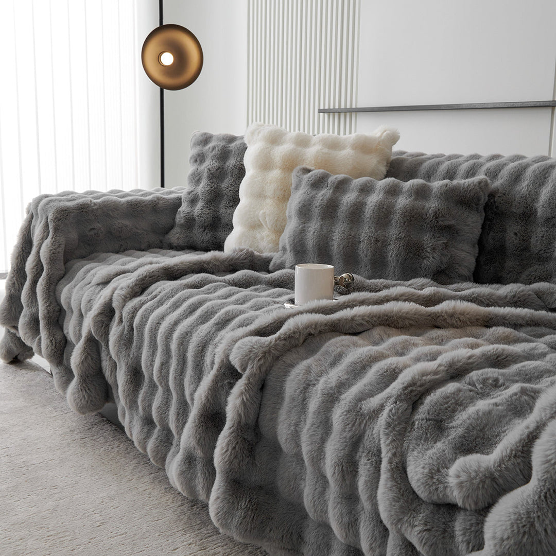 Luksus Ripple Faux Fur Sofa Deksel - Moderne, Stilig & Holdbar Sofa Beskyttelse | Luvikno
