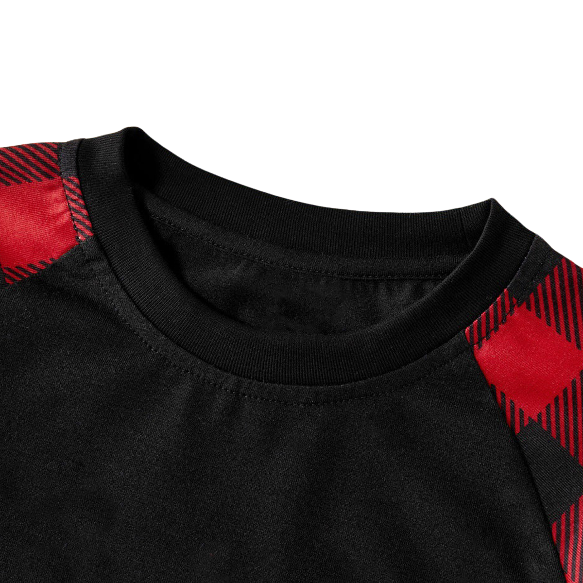 Luvik | "2025 Joulu Crew" Tekstipainatus Musta & Punainen Ruudullinen Jouluhenkinen Yhdistävät Pyjamat