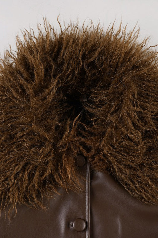 Luvik | Kaulustakki nahka vaaleanharmaa