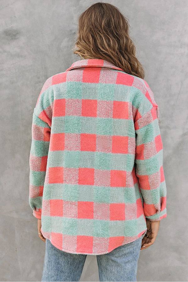 Luvik | Rutete Fargelagt Fritids Oversized Jakke