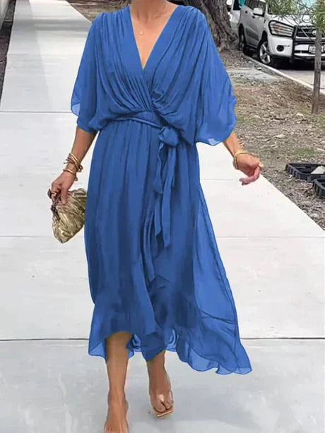 Luvik | vihreä v-kaula-auko -chiffon midi-mekko
