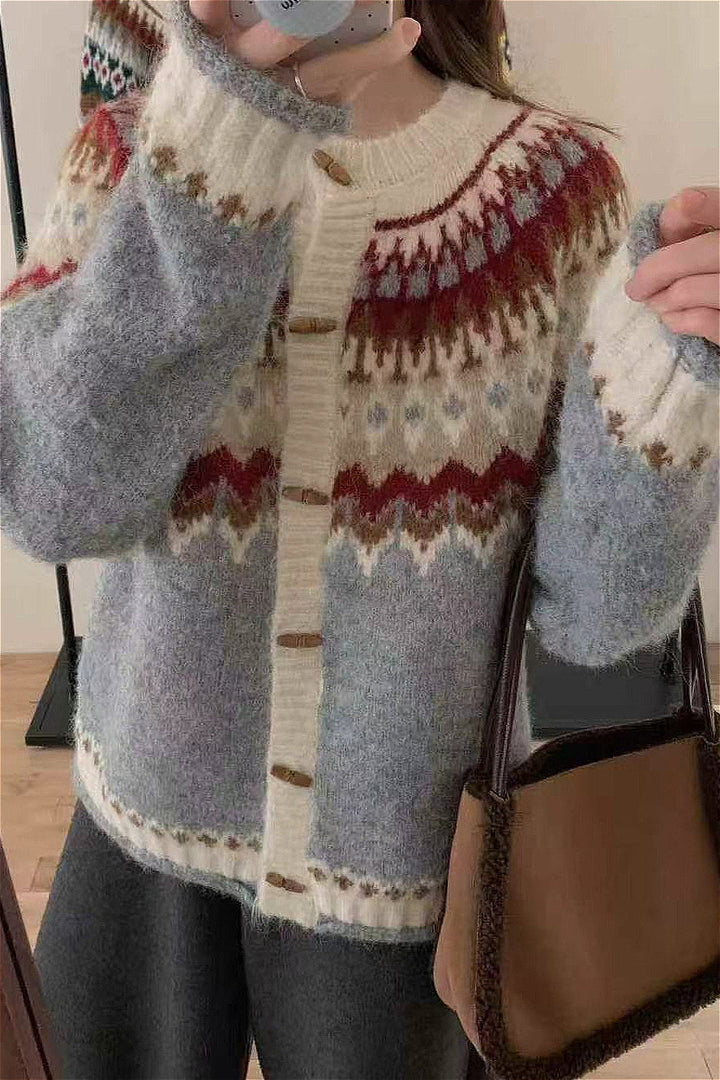 Luvik | Rundhalset Fair Isle Juleselvknapp genser