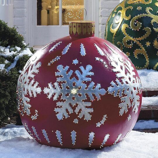 Luvikno | Jule Oppblåsbar Dekorasjon Ball | Utendørs Hage Ornament | 60cm PVC