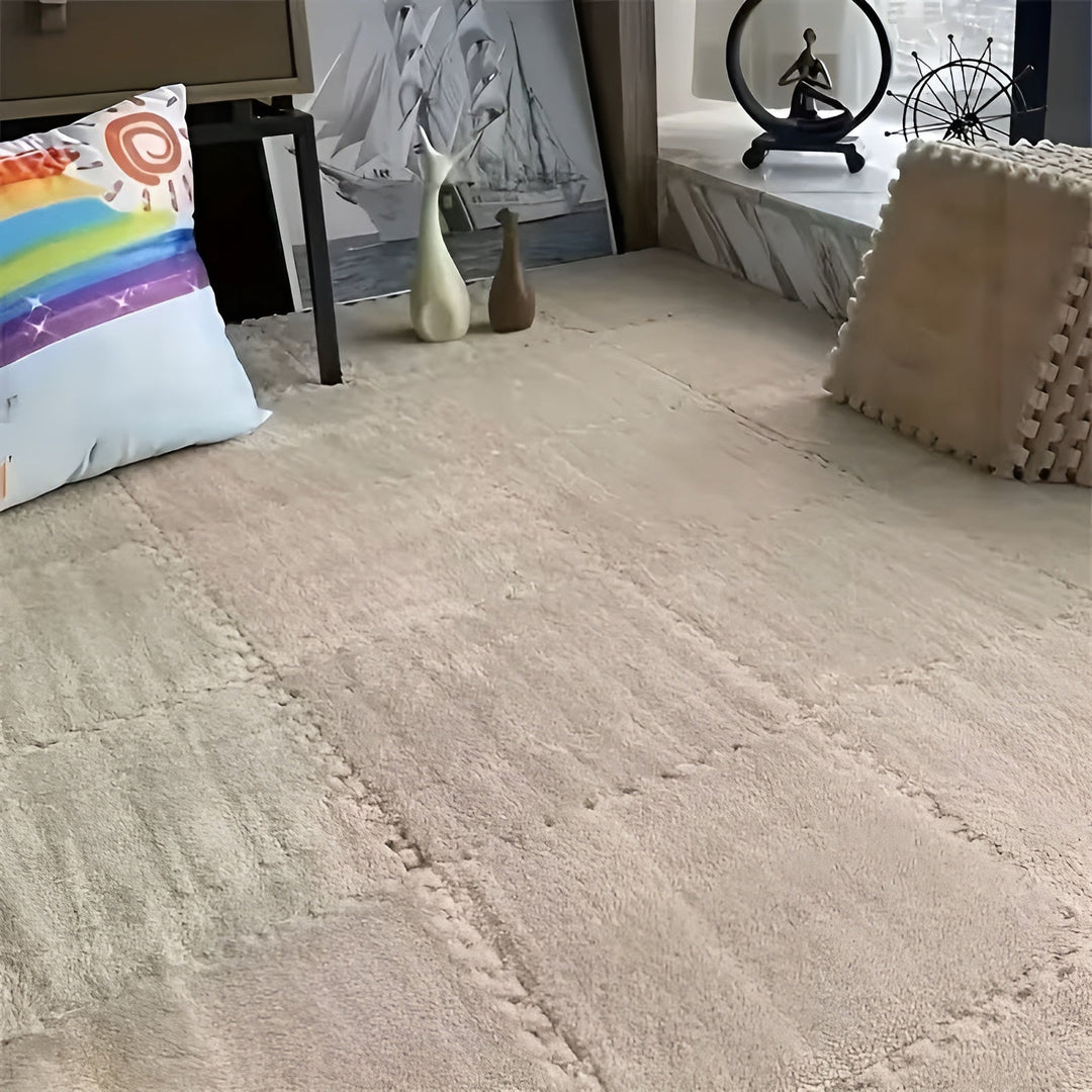Tykk plysjteppe matte i lappeteppe-design - Spesielt myk og varm | Ideell for soverom og lekerom | Luvikno