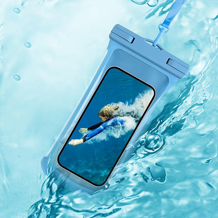 Luvikno | Vanntett telefonveske med nakkereim for strand og reise – Holdbar PVC smarttelefonveske for 20-32 cm enheter
