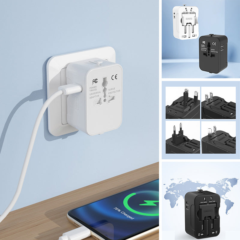 Universell reiseadapter med doble USB-porter | Luvikno