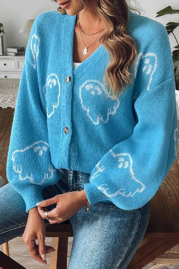 Luvik | Avslappet morsom tegneseriejacquard-jakke