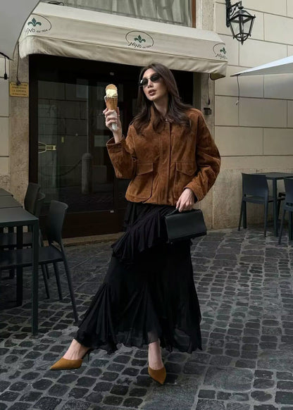 Luvik | Vaikutus Yli­koko­neule takki etutaskuilla – Ruskea