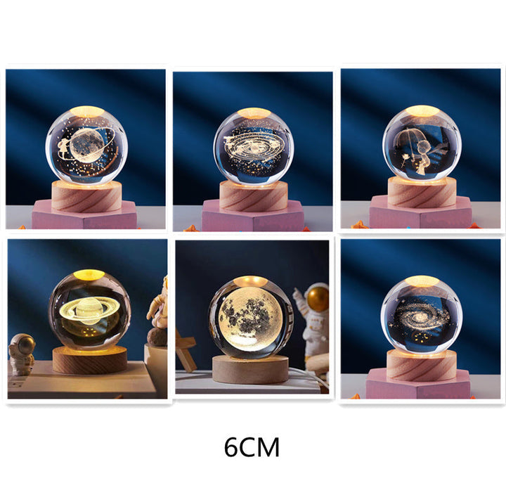 3D Krystall Ball Nattlampe Luvikno