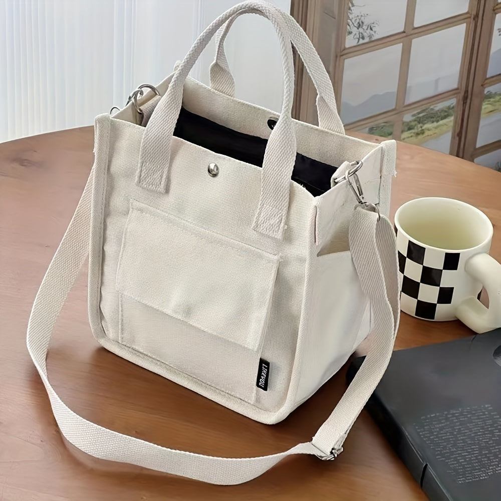 UrbanEase Canvas Slingbag – Hvit skulderveske med magnetlukking og justerbar stropp | Luvikno