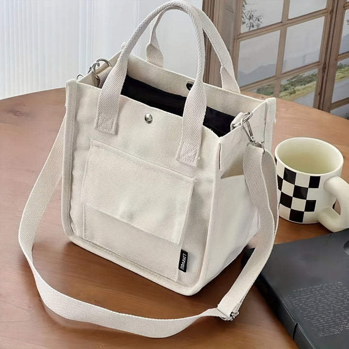 UrbanEase Canvas Slingbag – Hvit skulderveske med magnetlukking og justerbar stropp | Luvikno