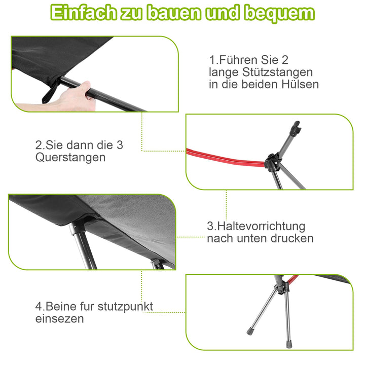 Folding Bed Black Camping Bed Høydejusterbar | Luvikno