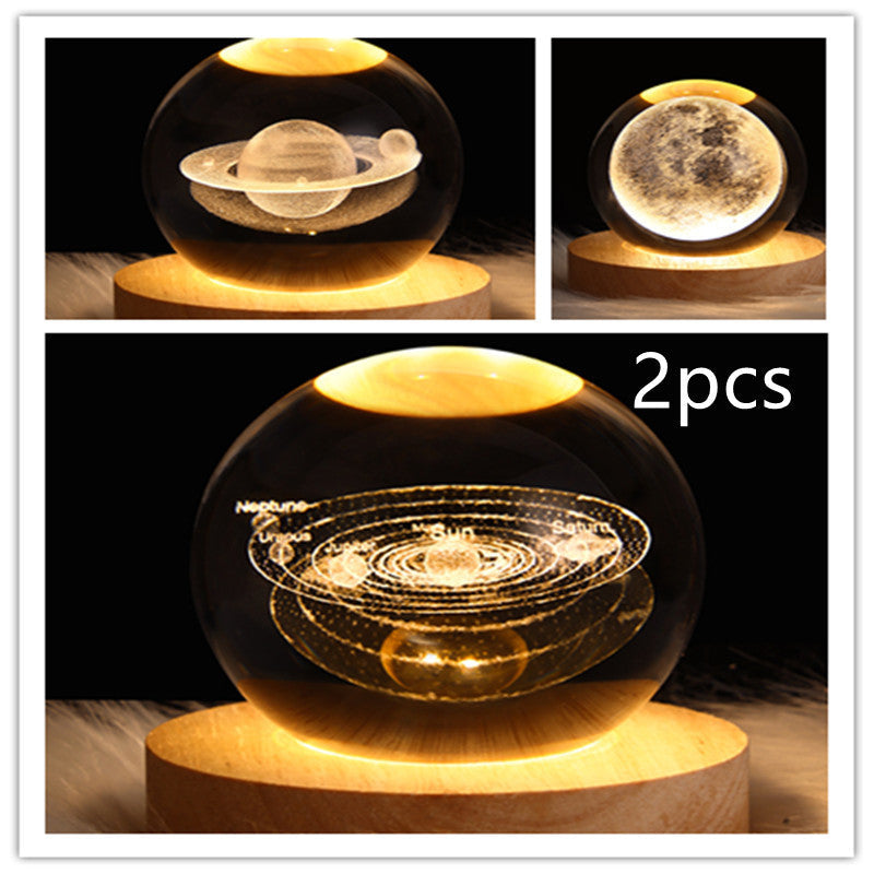 3D Galaxy Crystal Ball LED Nattlys | Luvikno