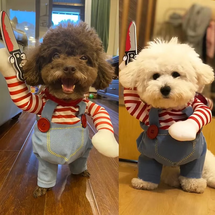 Chucky-inspired pet costume for dogs and cats Luvikno