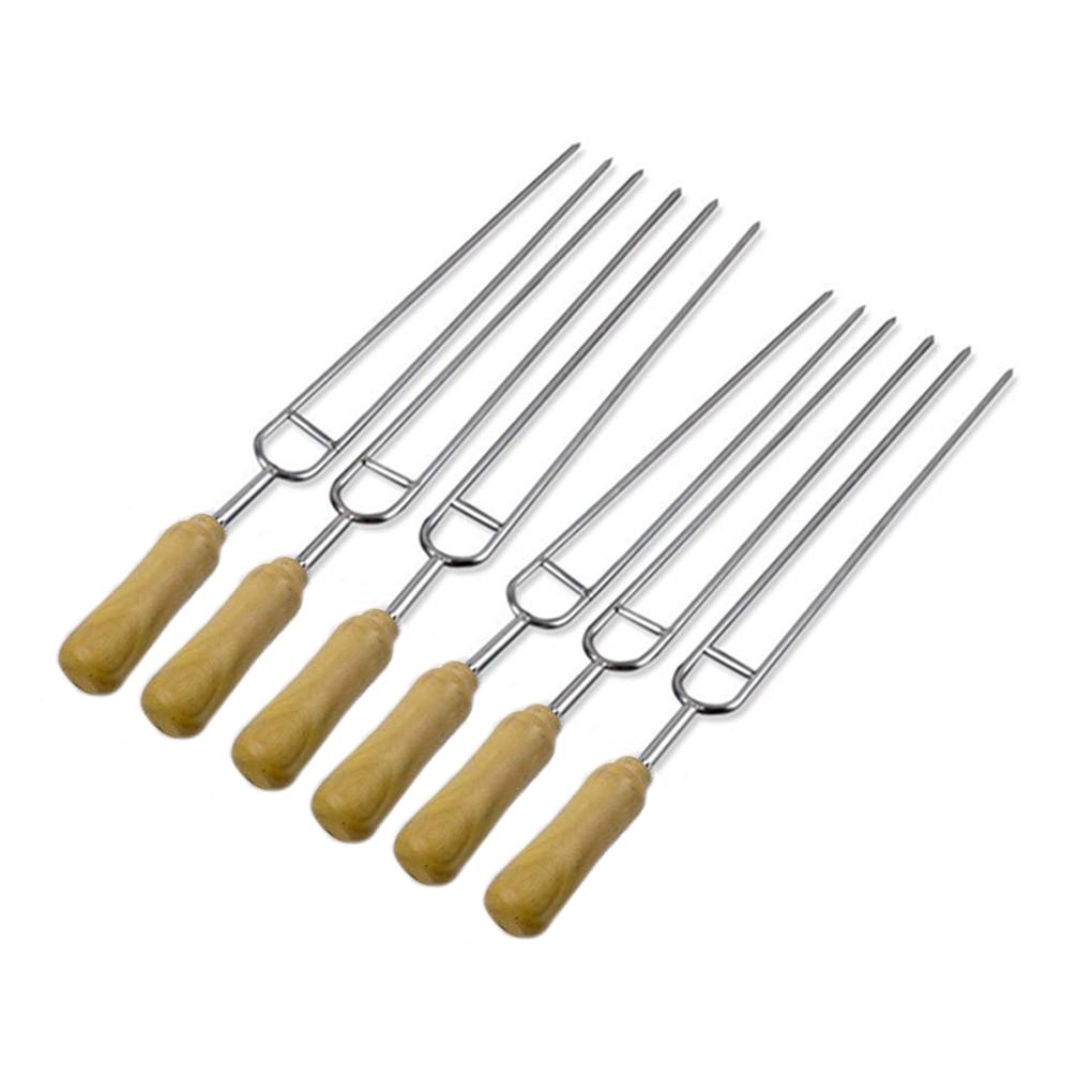 6stk U-formet Trehåndtak BBQ Spyd | Luvikno