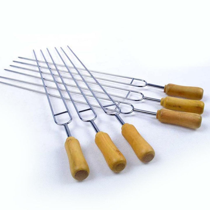 6stk U-formet Trehåndtak BBQ Spyd | Luvikno