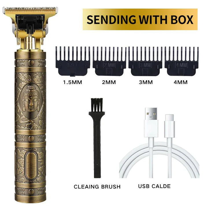 Merket T9 Vintage Skjeggklipper Profesjonell Hårklipp Barbermaskin USB Oppladbar Trådløs Luvikno