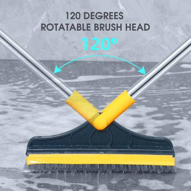 2 i 1 Gulvrengjøringsbørste med Vindu Squeegee 120 Grad Rotérbart Langt Håndtak Luvikno