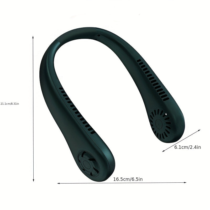 1pc Håndfri Bærbar Nakke Vifte - Oppladbar, Bladfri, og USB Drevet - Perfekt for Kontor og Reisebruk | Luvikno