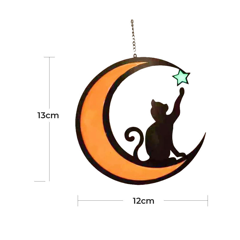 Luvikno | Moon Cat Dekorasjon Anheng laget av Akryl