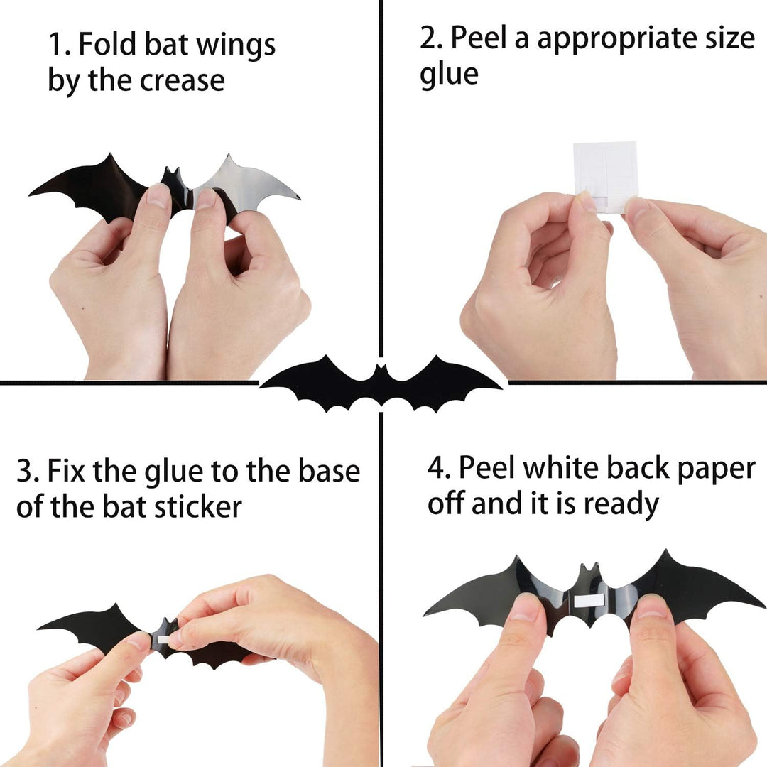 Bats Veggdekorasjonsklistremerker - Halloween Dekorasjonsklistremerker For Hjemmedekor (120 Stk) Luvikno