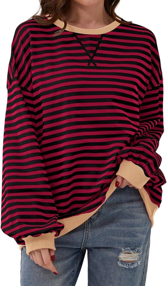 Luvik | Mukava Ylipitkä Raidallinen Neule