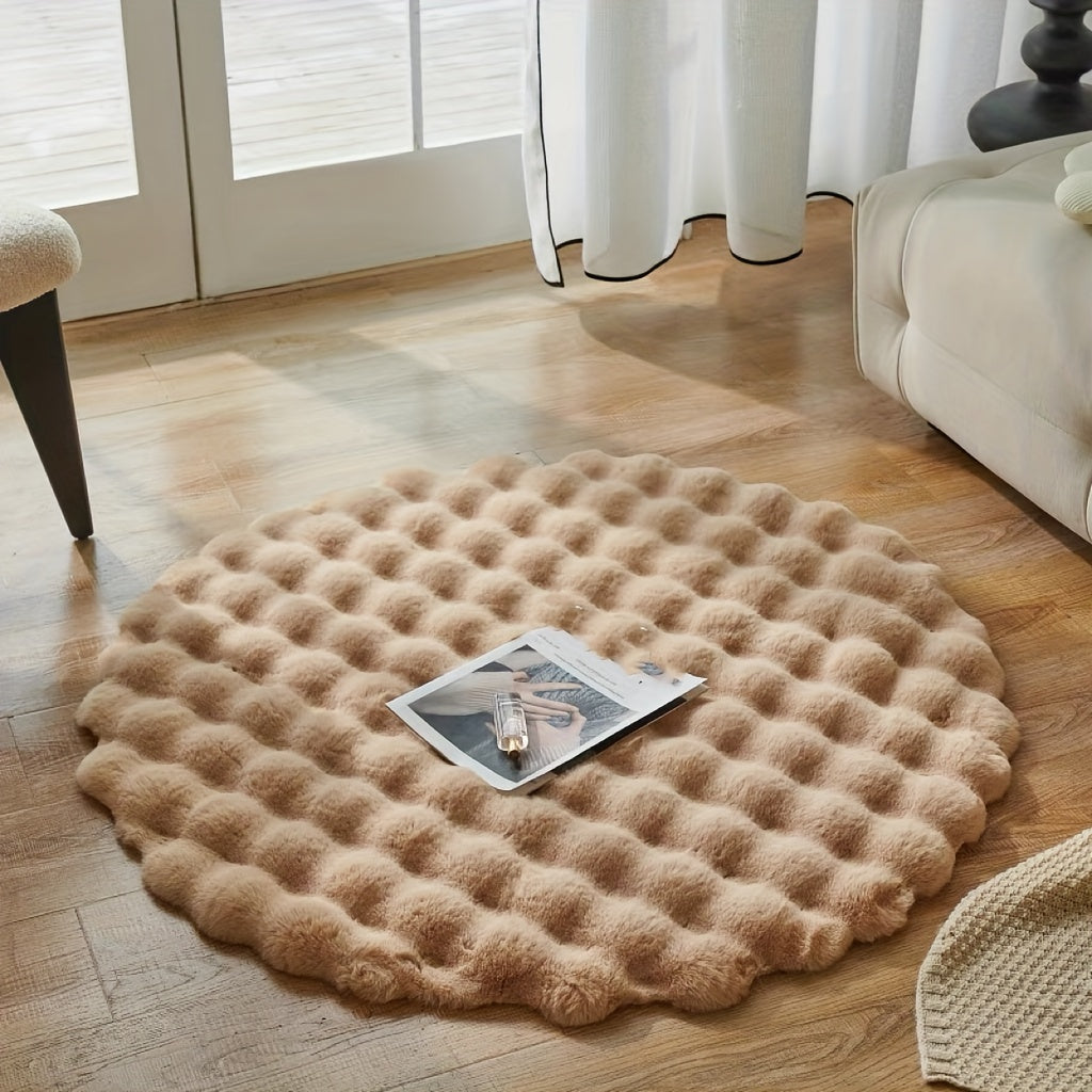Rund fluffy teppe for stilige rom – Mykt teppe for stue og soverom | Luvikno