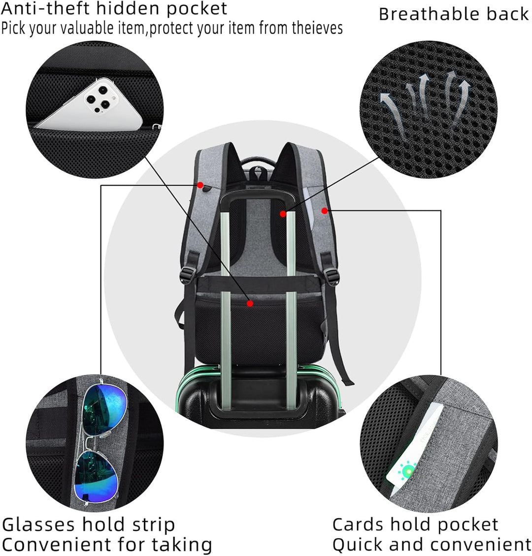 Vanntett reise laptop ryggsekk med USB-port og organisert lagring | Luvikno