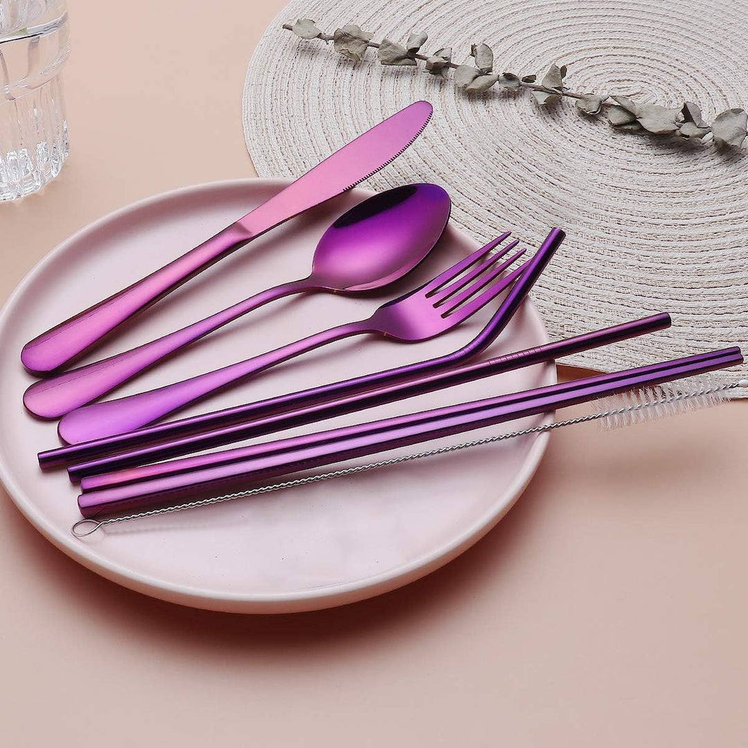 Luvikno | Bestikksett GoCutlery | 4-delt for på farten | Rustfritt stål & BPA-fritt | Med transportcase