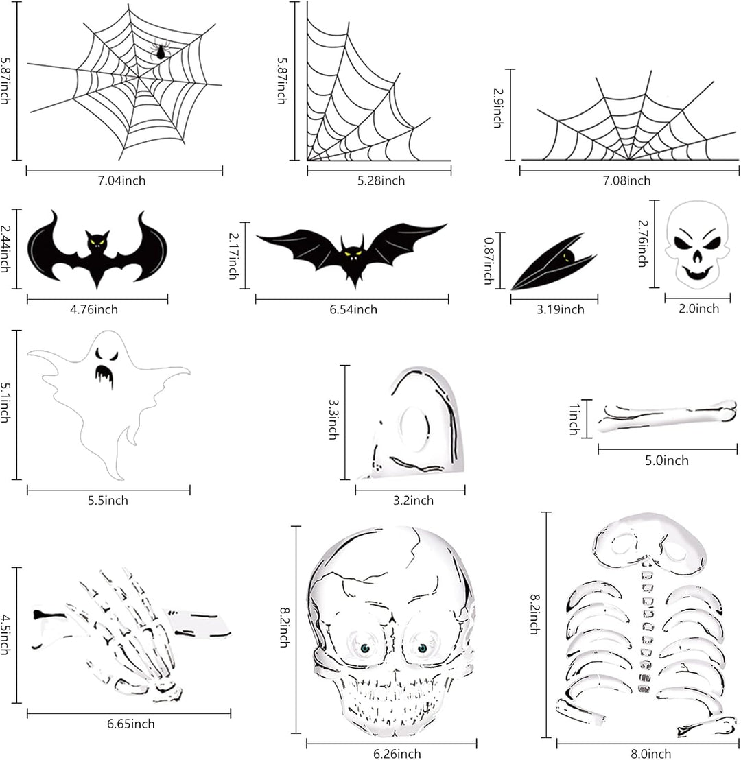 140PCS Halloween Vindu Klistermerker Dekor - Dobbeltsidige Avtakbare Klistremerker For Innendørs Halloween Fest Dekorasjoner Luvikno