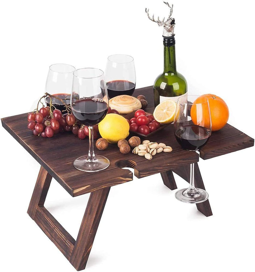 Luvikno | Bærbar Vintabell Vinlora FoldWood | Sammenleggbar & Mobil | Laget av Tre | Med Flaske- og Glassholder | For Piknik, Hage & Camping