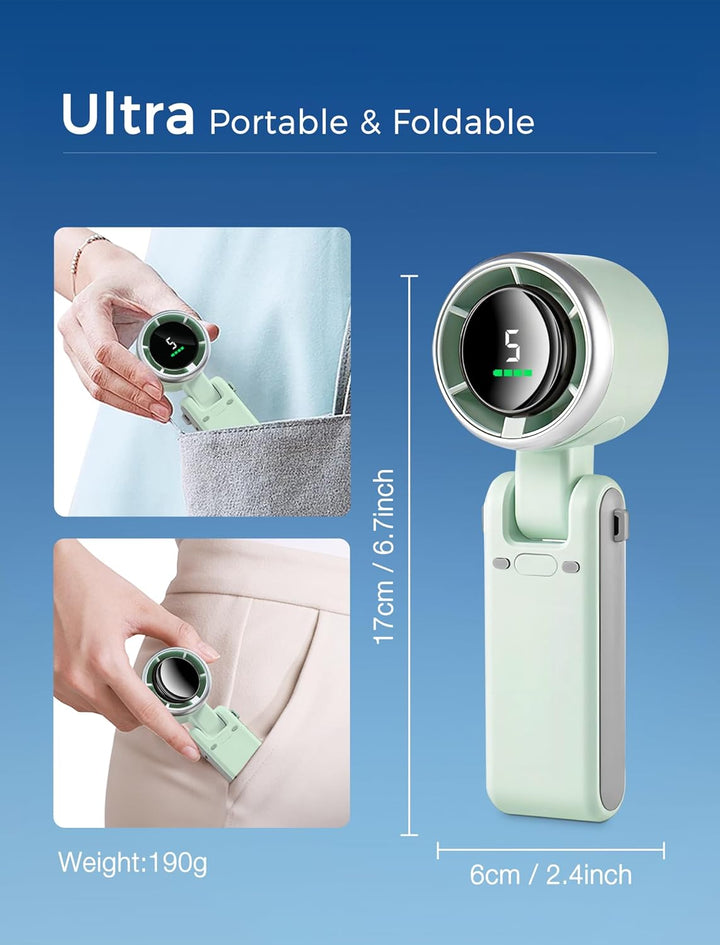 3-i-1 Mini Håndholdt Turbo Vifte – Skrivebord, Nakke & Bærbar Kjølevifte (Oppladbar) | Luvikno
