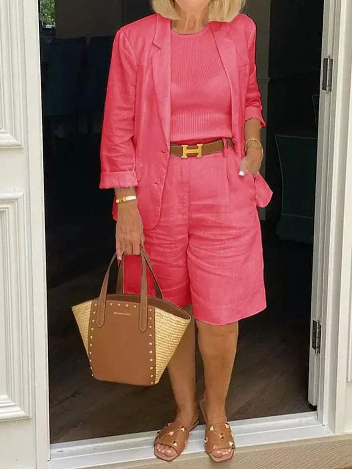 Luvik | Naisten puku - Tyylikäs bleiseri ja shortsit - Tyylillä - Ihanteellinen kuumille päiville