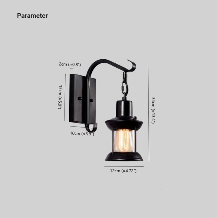 Vegglampe vintage metall industrivindu Luvikno