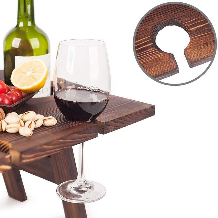 Luvikno | Bærbar Vintabell Vinlora FoldWood | Sammenleggbar & Mobil | Laget av Tre | Med Flaske- og Glassholder | For Piknik, Hage & Camping