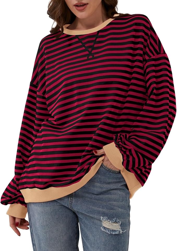 Luvik | Mukava Ylipitkä Raidallinen Neule