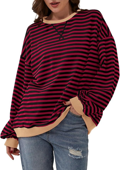 Luvik | Mukava Ylipitkä Raidallinen Neule