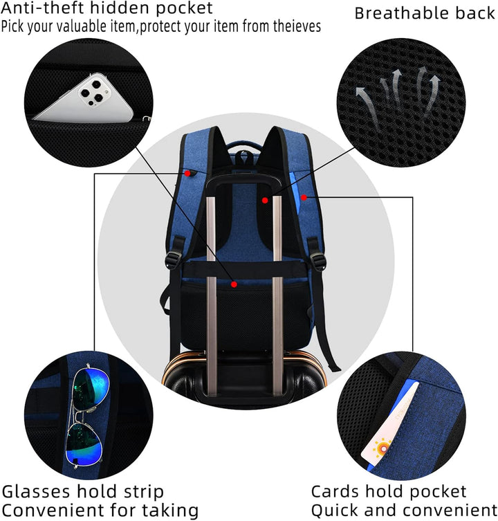 Vanntett reise laptop ryggsekk med USB-port og organisert lagring | Luvikno