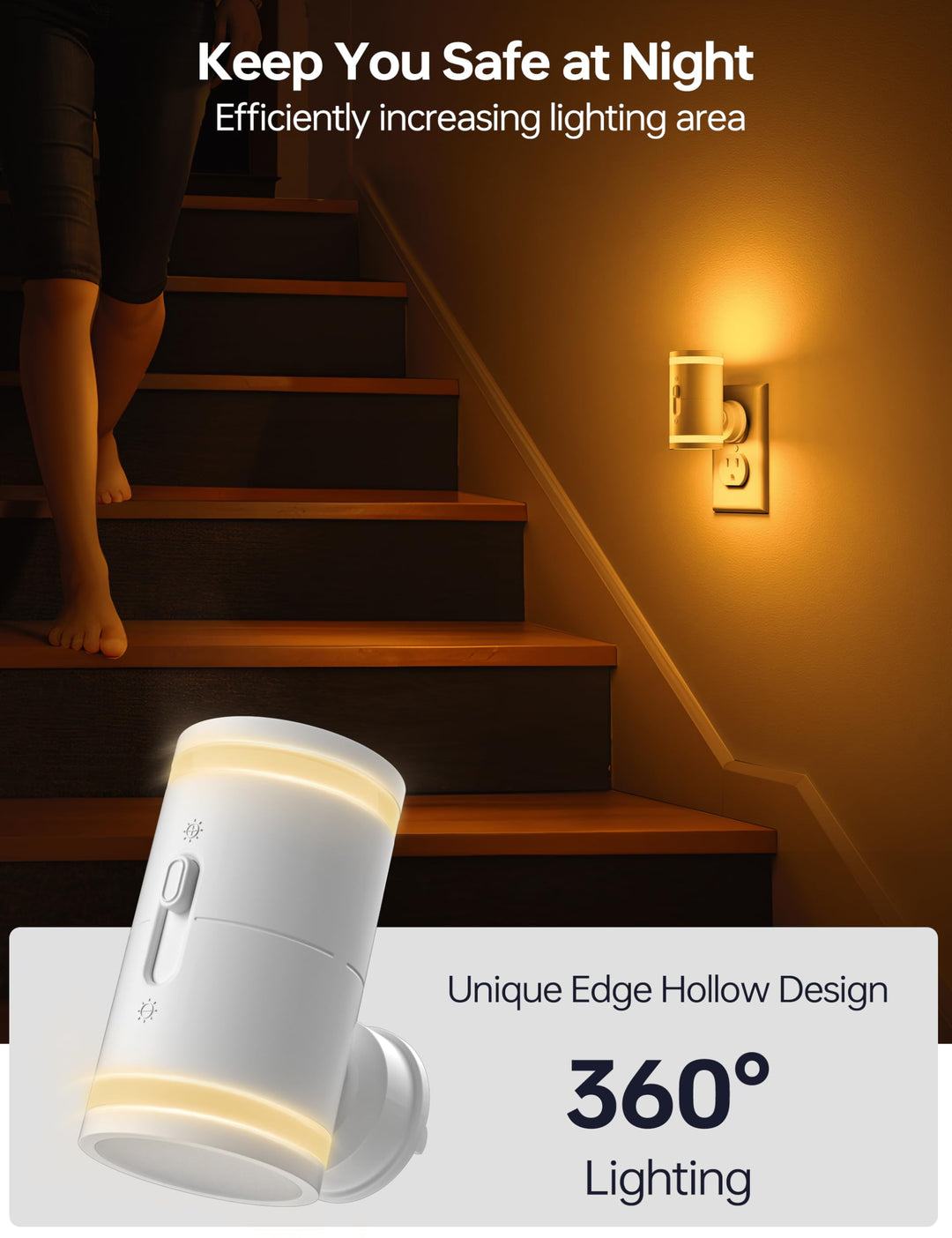 Luvikno | Kindeep Amber Nattlys Med Dusk Til Dawn Sensor, Dimmbar 5-120Lm, 2 Pakke For Soverom &