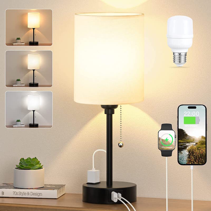 Luvikno | Elegant Bordlampe med Smarte Ladealternativer og Tre Farger