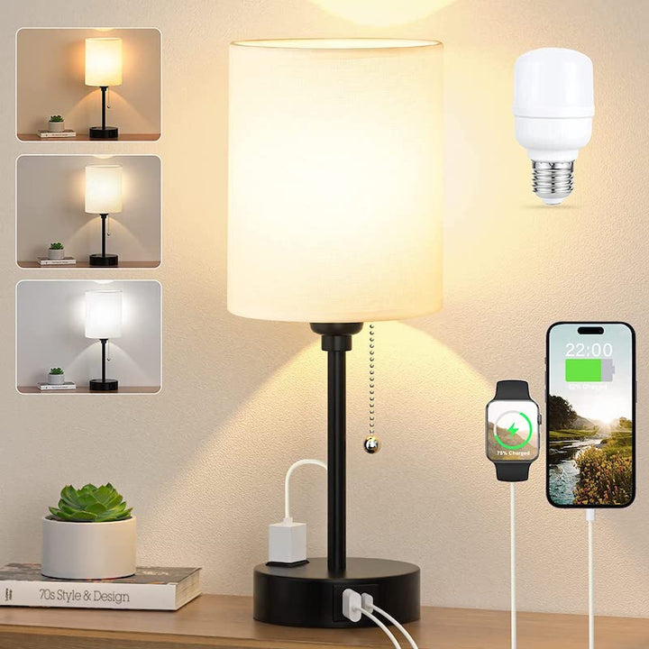 Luvikno | Elegant Bordlampe med Smarte Ladealternativer og Tre Farger