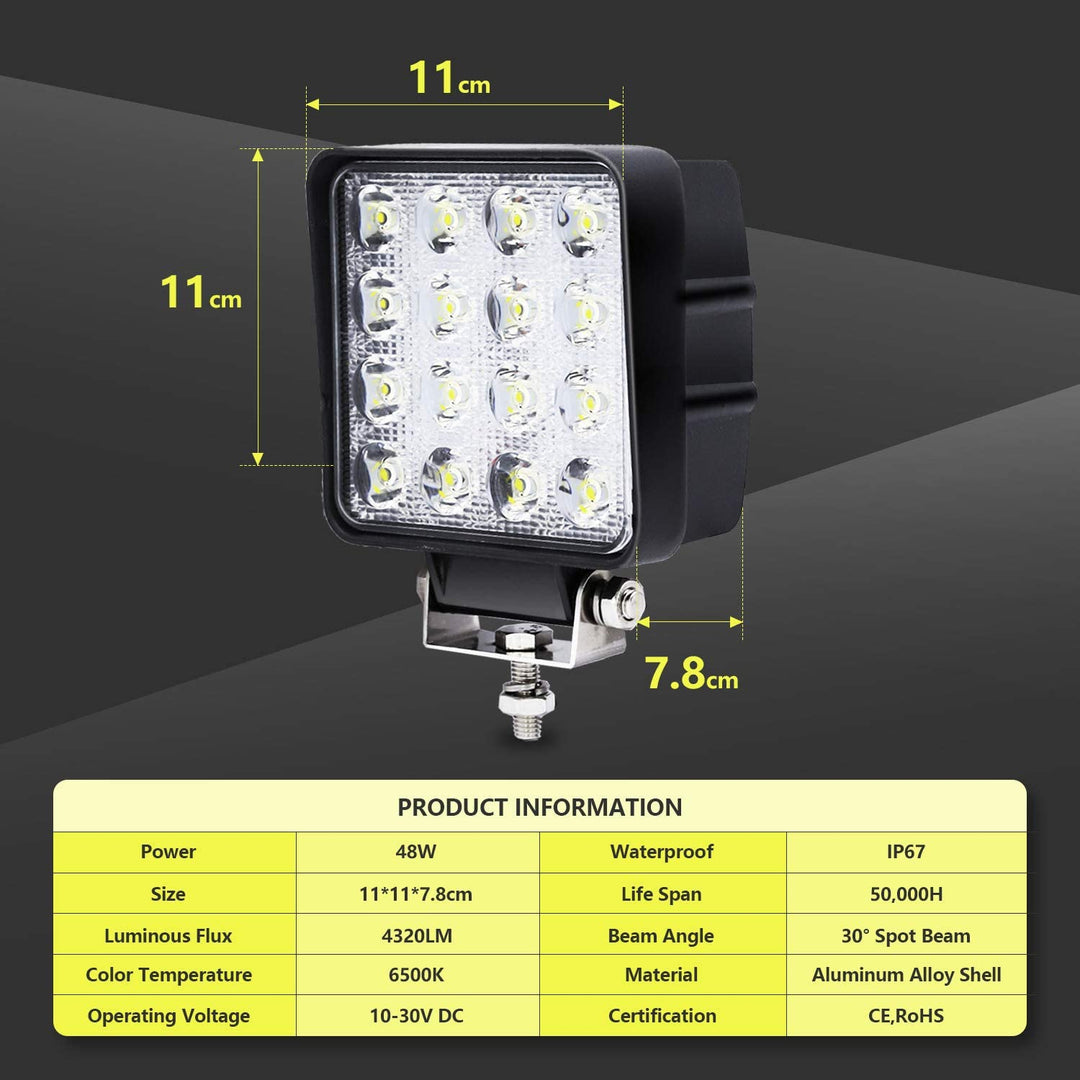 LED Arbeidslys 48W IP67 Ryggelys 2X-10X | Luvikno