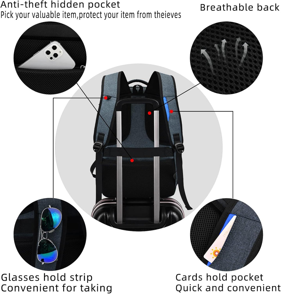 Vanntett reise laptop ryggsekk med USB-port og organisert lagring | Luvikno
