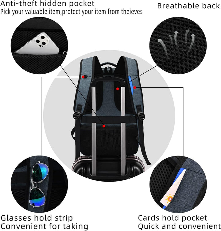 Vanntett reise laptop ryggsekk med USB-port og organisert lagring | Luvikno