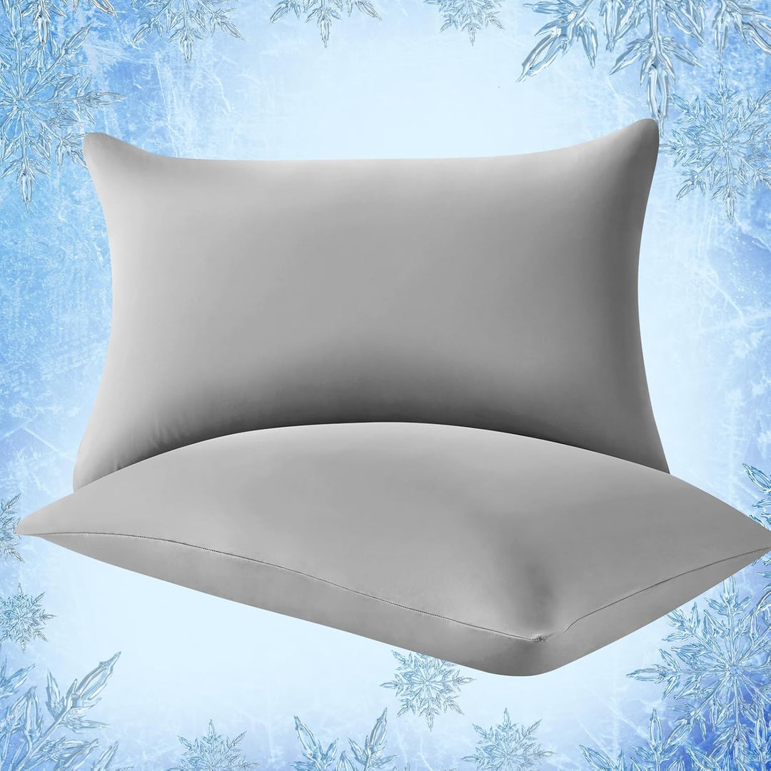2-Pack Kjølepillowcases – Q-Max >0.5 , Anti-Statisk, Skult Glidelås,, Farge Grå | Luvikno