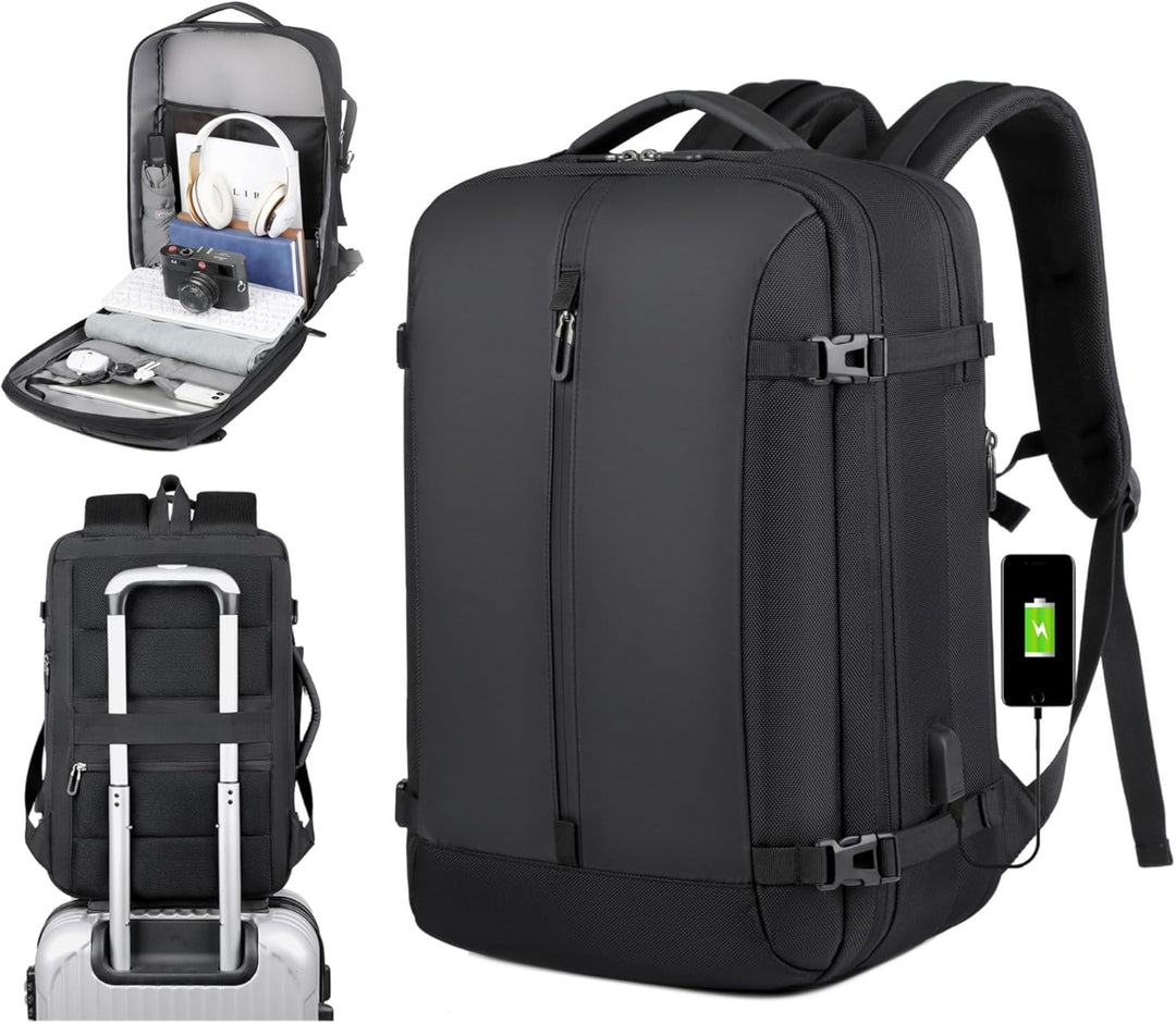 40L Utvidbar Vanntett Reiseryggsekk med USB-port og 17” Laptop-futteral – AirVoyage | Luvikno