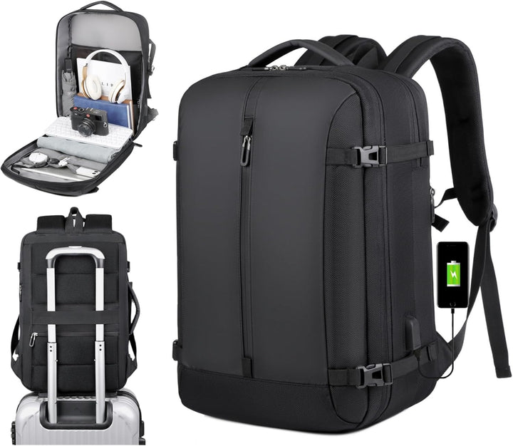 40L Utvidbar Vanntett Reiseryggsekk med USB-port og 17” Laptop-futteral – AirVoyage | Luvikno