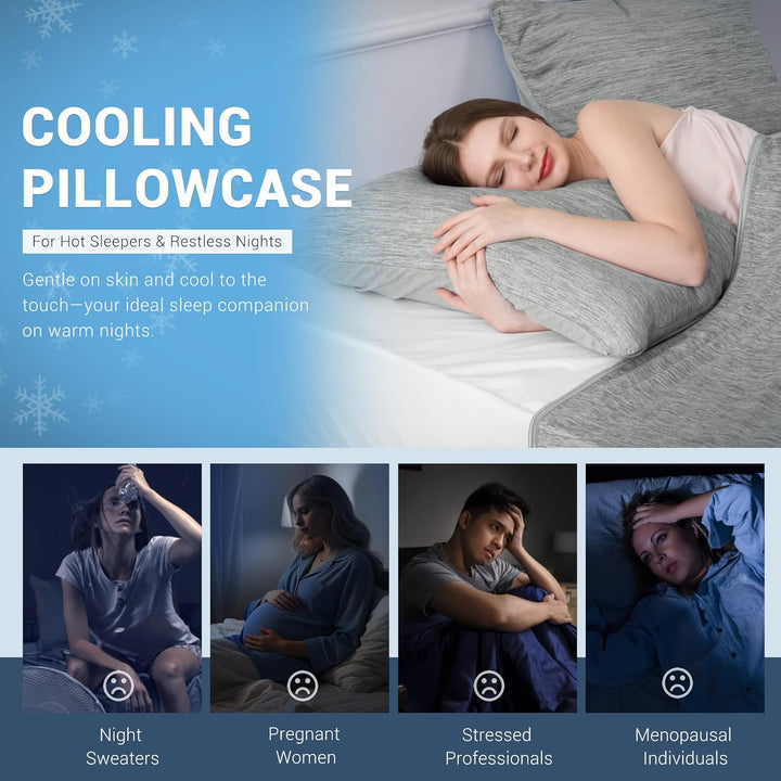 Revolusjonerende Grå Kjølepillowcase Sett av 2 – Pro Q-Max 0.4 | Luvikno