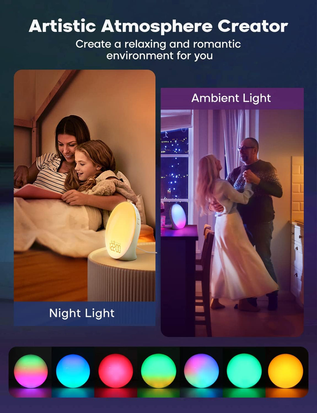 Luvikno | GlowRise Naturlig Våkningslys Vekkerklokke med Soloppgang & Solnedgang Simulering