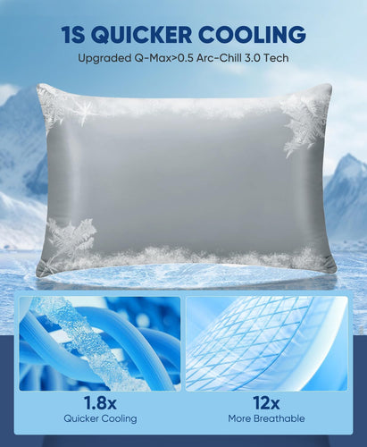 2-Pack Premium Silky Super Cooling Mørkegrå Putetrekk – Extreme Q-Max 0.5 | Luvikno